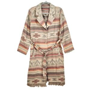Soft Surroundings Ranch House Blanket‎ Coat Luna Duster Medium Southwest Aztec